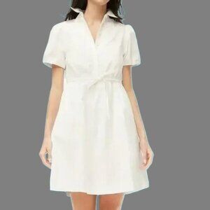 NWT J. Crew Factory Short Sleeve Collared Mini Dress, White, Size 4